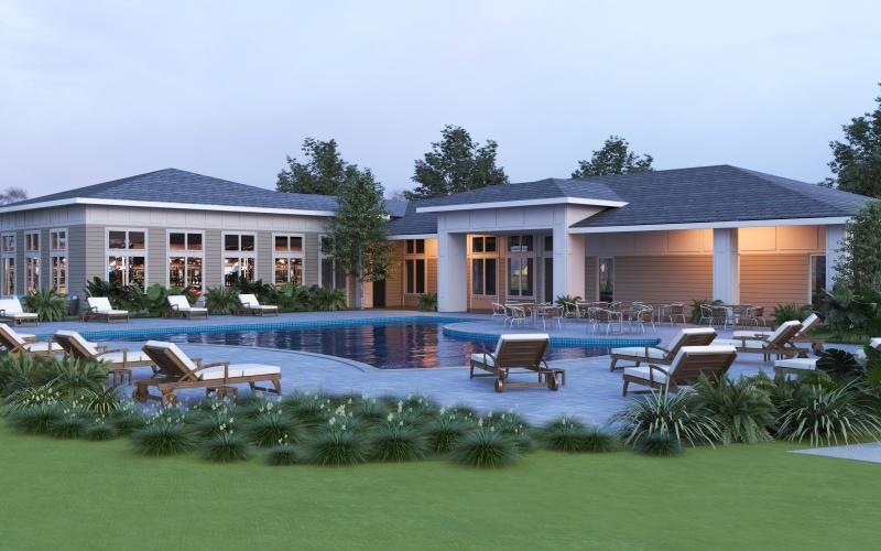 a large house with a pool