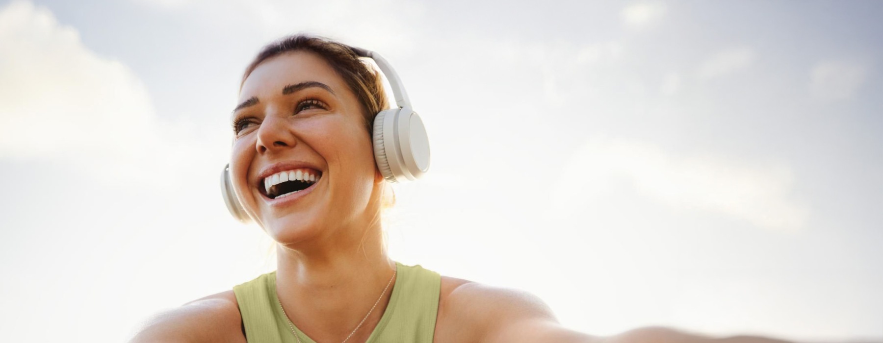 a woman wearing headphones