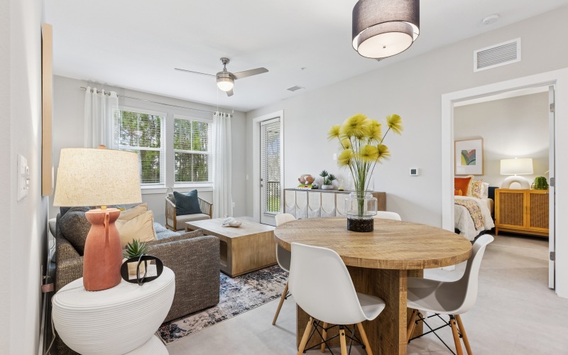 eastshore palm bay model unit living room and bedroom angle
